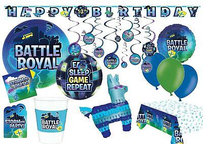 #ad Battle Royal Theme Party Plates Cups Bowls Napkins Gaming Kids Tableware GBP 9.99