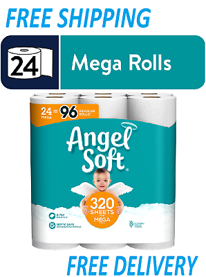 #ad Angel Soft Toilet Paper 24 Mega Rolls = 96 Regular Rolls 2 Ply free shipping $14.29