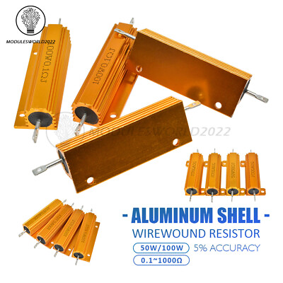 #ad 50W 100W 0.1 1000Ω Ohm Watt Shell Power Aluminum Housed Case Wirewound Resistor $2.81