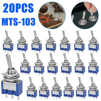 #ad 20Pcs 3 Pin SPDT ON OFF ON 3 Position Mini Toggle Switches MTS 103 US Free Ship $8.99