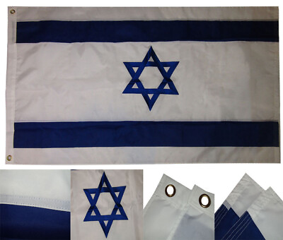 #ad Israel Flag 3#x27; x 5#x27; Ft 210D Nylon Premium Outdoor Embroidered Double Side Jewish $9.99