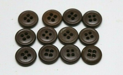 #ad WWII US plastic buttons 5 8 inch 16mm 24L dark brown lot of 12 B9253 $6.79