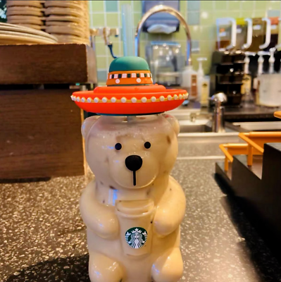 #ad Starbucks New Lami Bear Straw Glass Cup Water Cup tumbler Limited Edition $23.99