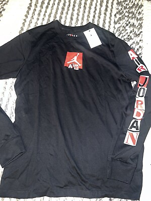 #ad NWT Men#x27;s JORDAN Air Long Sleeve T Shirt Black Sz XL 2XL $48 FD7017 010 $29.97