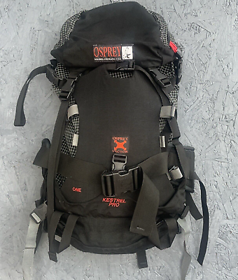 #ad Osprey KESTREL PRO Vector System Med Backpack Black Gray Backpacking Hiking $79.99