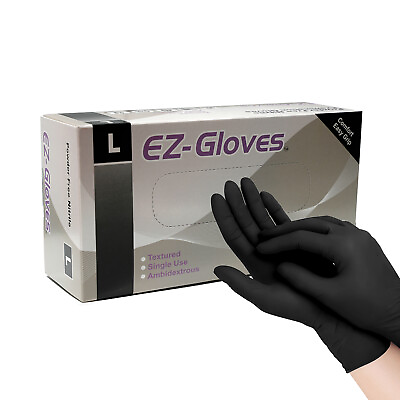 #ad 100 Pack Saver Black Nitrile Gloves Latex Free Powder Free 5.5 Mil Thickness $10.95