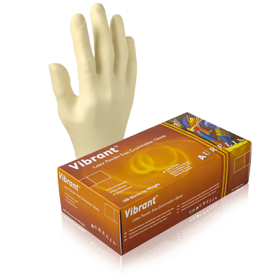 #ad White Latex Exam Gloves Aurelia Vibrant 5.5 mil Powder Free Disposable $14.99