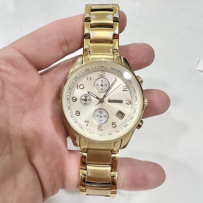 #ad Ladies Fossil Tachymeter Dean Gold Tone Analog Chronograph Watch Date FS 4402 $28.38