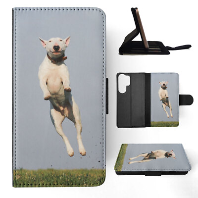 #ad FLIP CASE FOR SAMSUNG GALAXY FUNNY BULL TERRIER IN THE AIR AU $19.95