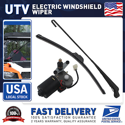 #ad Universal Electric UTV Windshield Wiper Kit w 12V Motor For Polaris Kawasaki $26.19