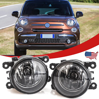 #ad For 2012 2018 Fiat 500 Pair Front Fog Light Clear Driving Lamps Left Right Side $23.69