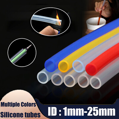 #ad Silicone Tube 1mm 25mm ID Multiple Colors Food Safe Vacuum Hose Pipe Soft Tube $2.39