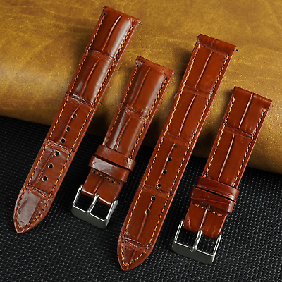 #ad Brown Watch Band Genuine Leather Alligator Crocodile Watch Strap Quick Release $23.99
