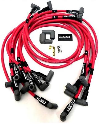 #ad MOROSO ULTRA 40 RED SPARK PLUG WIRES SBC CHEVY 350 383 OVC Over Valve Covers HEI $108.99