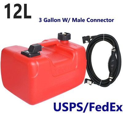 #ad 12L Fuel Tank Gas Tank Portable 3 Gallon Marine Outboard Boat Tank W Connector $55.84