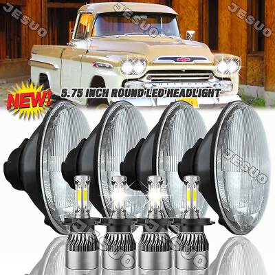 #ad 4pcs 5.75quot; Round Projector LED Headlight Halo DRL for Chevy 3100 Truck 1958 1959 $119.99