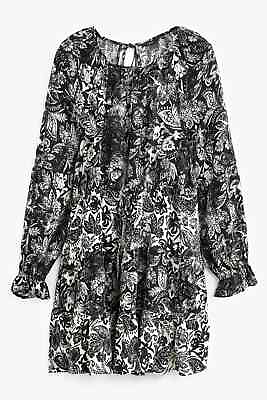 #ad Next Mono Paisley Tiered Mini Dress Size 14T GBP 19.99