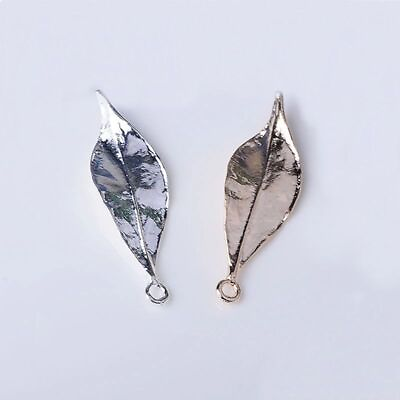 #ad Metal Leaf Pendant 16x47mm Leaves Charm Gold Silver Color Jewelry Pendants 10Pcs $13.21