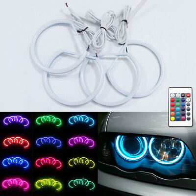 #ad For BMW E46 4D Coupe Sedan e46 Non projector headlight LED Angel Eyes Halo Rings $37.88