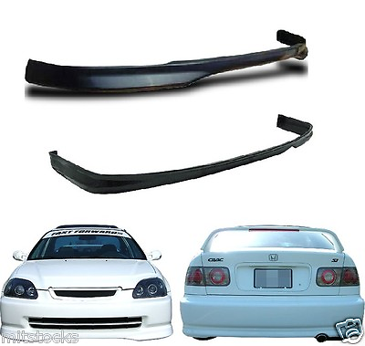#ad FOR 1999 2000 CIVIC 2 4 DR TYPE R PU BLACK ADD ON FRONT REAR BUMPER LIP SPOILER $119.99