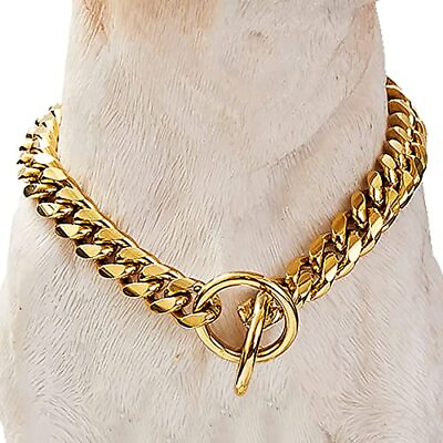 #ad 18K Gold Cuban Link Dog Chain Collar 10 Inch Fits Neck 6 to 9 Inches $15.90