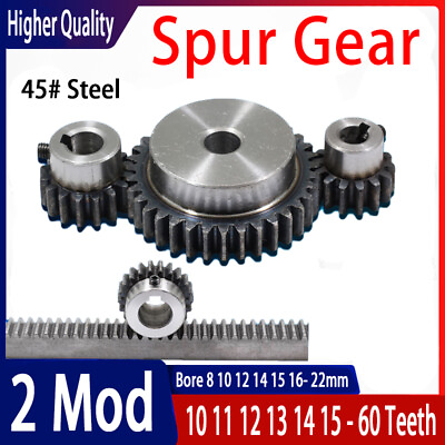 #ad 2 Mod 10 60 Teeth Precision Spur Pinion Gear With Step 45# Steel Motor Gear $13.19