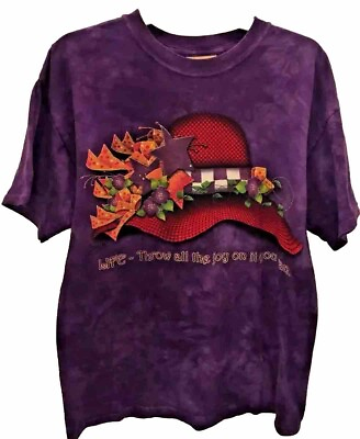 #ad The Mountain Dyed amp; Printed Women’s Tee Sz M Throw All The Joy On It You Can $10.99