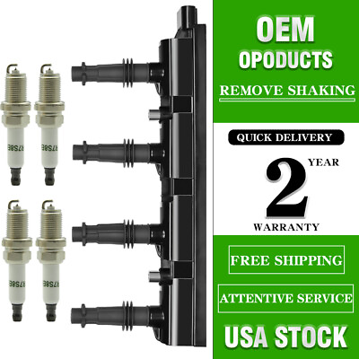 #ad Ignition Coil amp; 4 Spark Plug FOR 1.4L Buick Encore Chevy Cruze Sonic Trax UF669 $58.99