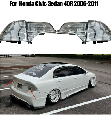 #ad For 2006 2011 Honda Civic Sedan 4DR Crystal Clear Brake Lamps Tail Lights Cover $328.00