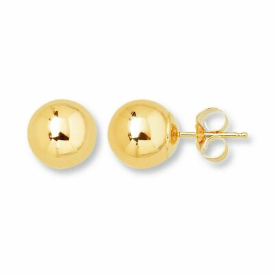 #ad 14K Solid Yellow Gold Ball Earrings 14kt Genuine Gold 4mm New $21.45