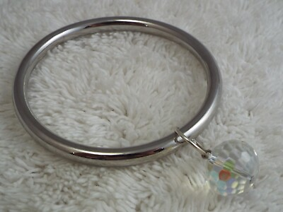 #ad Silvertone Glass Prism Ball Charm Bangle Bracelet F30 $5.03