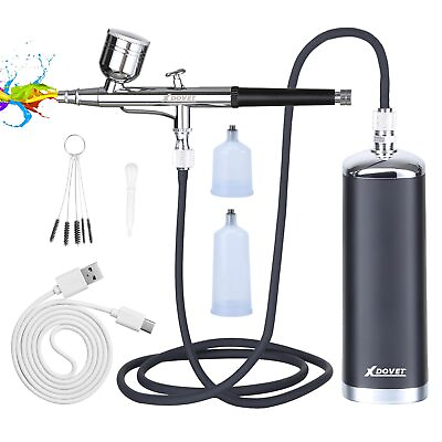 #ad 32PSI Upgraded Airbrush Kit with Air Compressor Portable Mini Cordless Auto ... $74.14