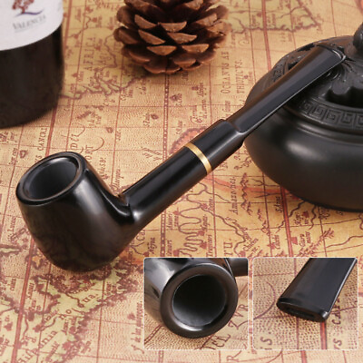 #ad Men Solid Wood Durable Ebony Wood Filter Smoking Tobacco Pipe Cigarette Pipes $17.14