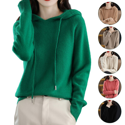 #ad Women Winter Warm Hooded Knit Sweater Long Sleeve Casual Outwear Tops Jumper. $22.12