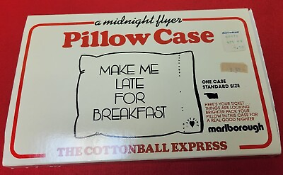 #ad Vintage 70s Novelty Muslin Pillowcase New in Box Marlborough Midnight Flyer NOS $6.00