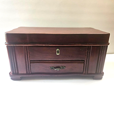 #ad Rare Vintage 7quot; Tall 14quot; Long 7quot; Deep Mahogany Jewelry Box w Drawer amp; Mirror. $48.00