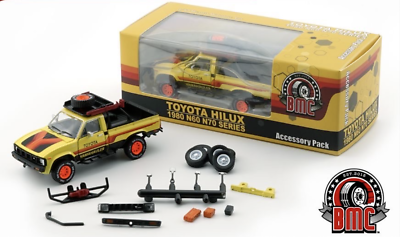 #ad BM Creations 1980 Toyota Hilux W Acc. Yellow LHD 1:64 Die Cast Car 64B0386 $19.99
