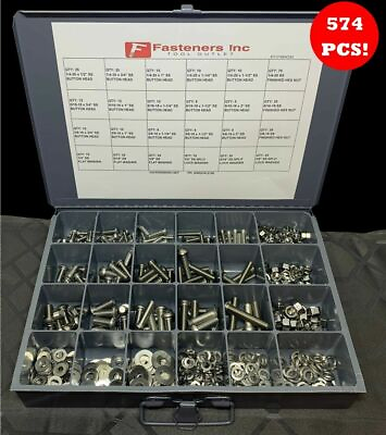 #ad 574 PCS Stainless Steel Button Socket Head Cap Screw Allen Bolt Assortment Kit $112.16