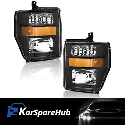 #ad For 2008 2010 Ford F250 F350 F450 Super Duty Black Housing Headlights Lamps Pair $81.88