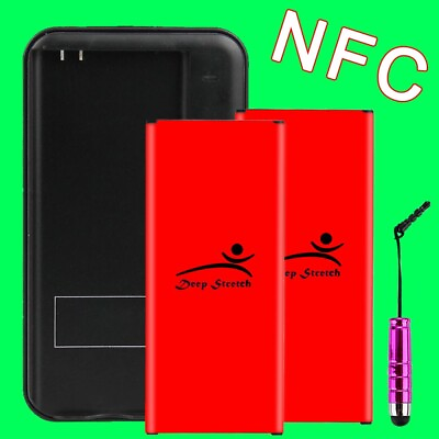 #ad 2x 7220mAh Spare NFC Battery Special Charger for Samsung Galaxy Note 4 SM N910A $64.24