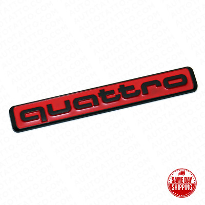#ad Audi Black Red Quattro Nameplate OEM ABS Emblem Liftgate Adhesive Logo Lid Badge $12.99