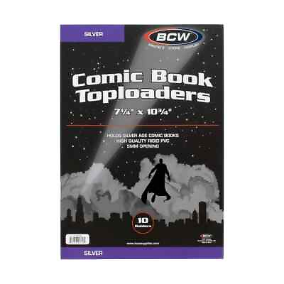 #ad 10 New BCW Silver Age Comic Book Topload Holders Rigid 5mm Plastic Toploaders $24.75