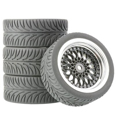 #ad 1 10 Onroad Rc Wheels Tires Set for Traxxas 4tec Kyosho Pureten fazer Hsp Hpi $22.90