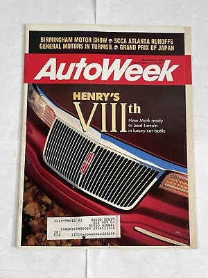 #ad Autoweek Magazine November 2 1992 $9.29