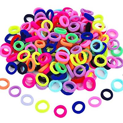 #ad 100Pcs Elastic Hair Ties Tiny Rubber Bands Colored Ponytail Holder for Baby Girl $10.79