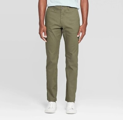 #ad Mens Hennepin skinny fit Chino Pants Goodfellow amp; Co Green 32 x 34 $13.99