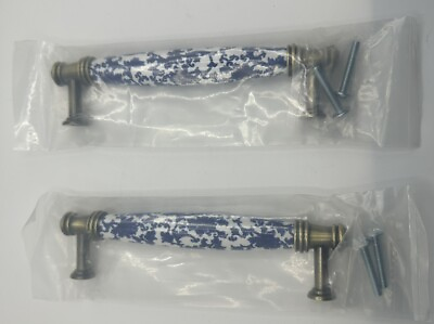 #ad Blue And White Ceramic Drawer Handles Drawer Pulls Set Of 2 $18.00