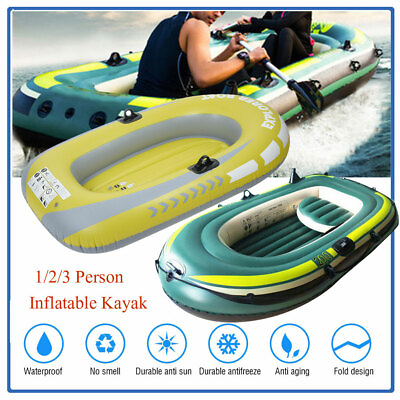 #ad Inflatable Fishing Rowing Boat Raft Canoe Kayak Dinghy Air Boat Fishing Drifting $17.99