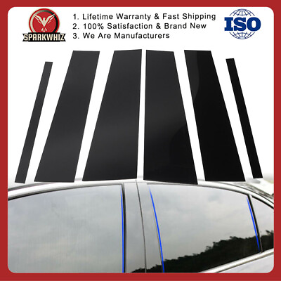 #ad 6Pcs Black Cover Pillar Posts Door Window Trim Kit For Acura TL 2004 2008 NEW $21.99