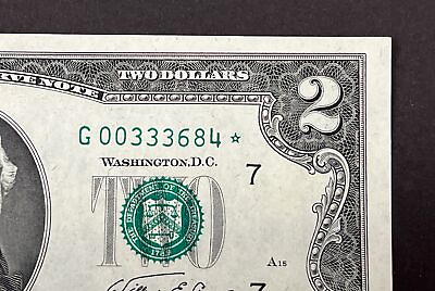 #ad 1976 **STAR** NOTE $2 TWO DOLLAR BILL CHICAGO G Uncirculated FR 1935 G* $59.00